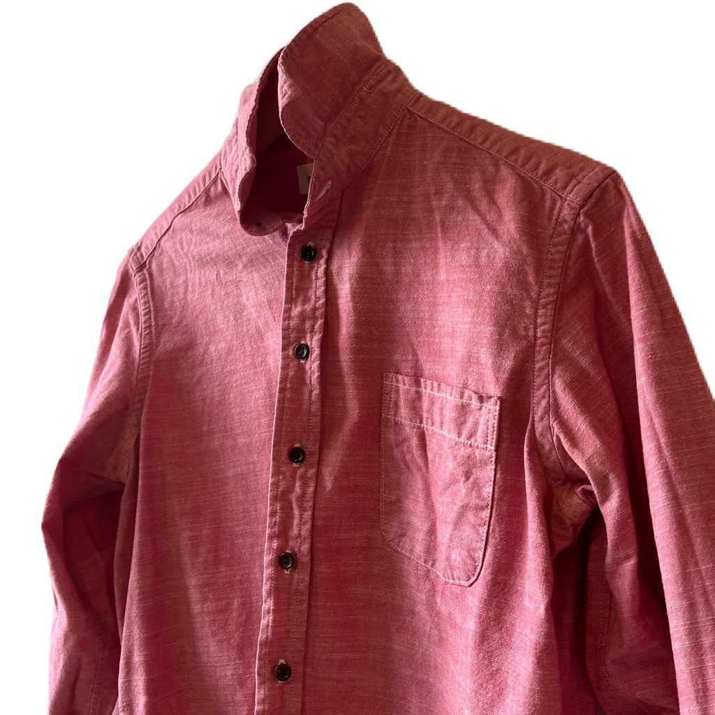 Taylor Stitch Thick Chambray Shirt Pink Size Small 38 Button Down